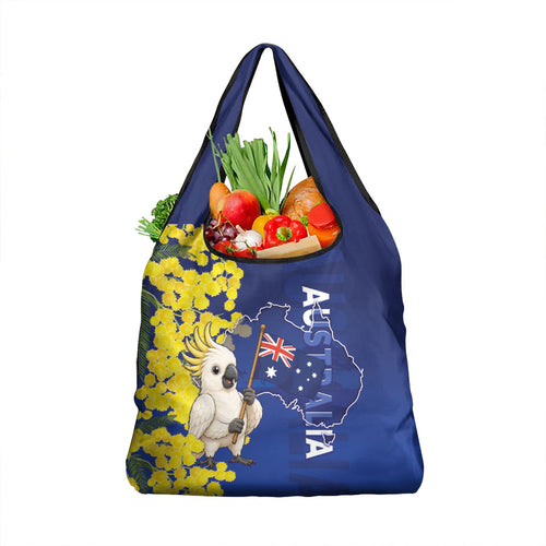 Australia Cockatoo Grocery Bag Aussie Flag With Golden Wattle