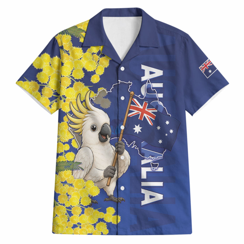 Australia Cockatoo Hawaiian Shirt Aussie Flag With Golden Wattle