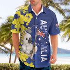Australia Cockatoo Hawaiian Shirt Aussie Flag With Golden Wattle