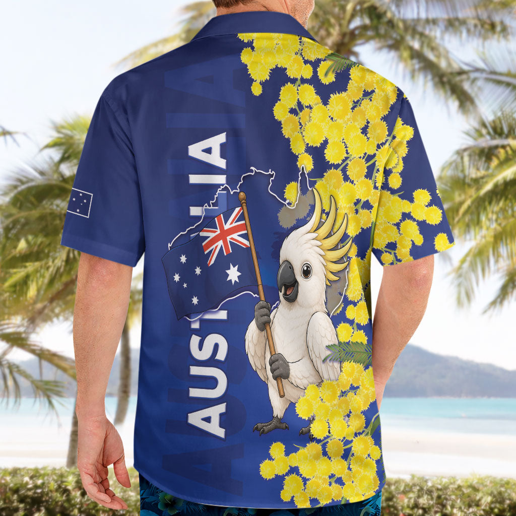 Australia Cockatoo Hawaiian Shirt Aussie Flag With Golden Wattle