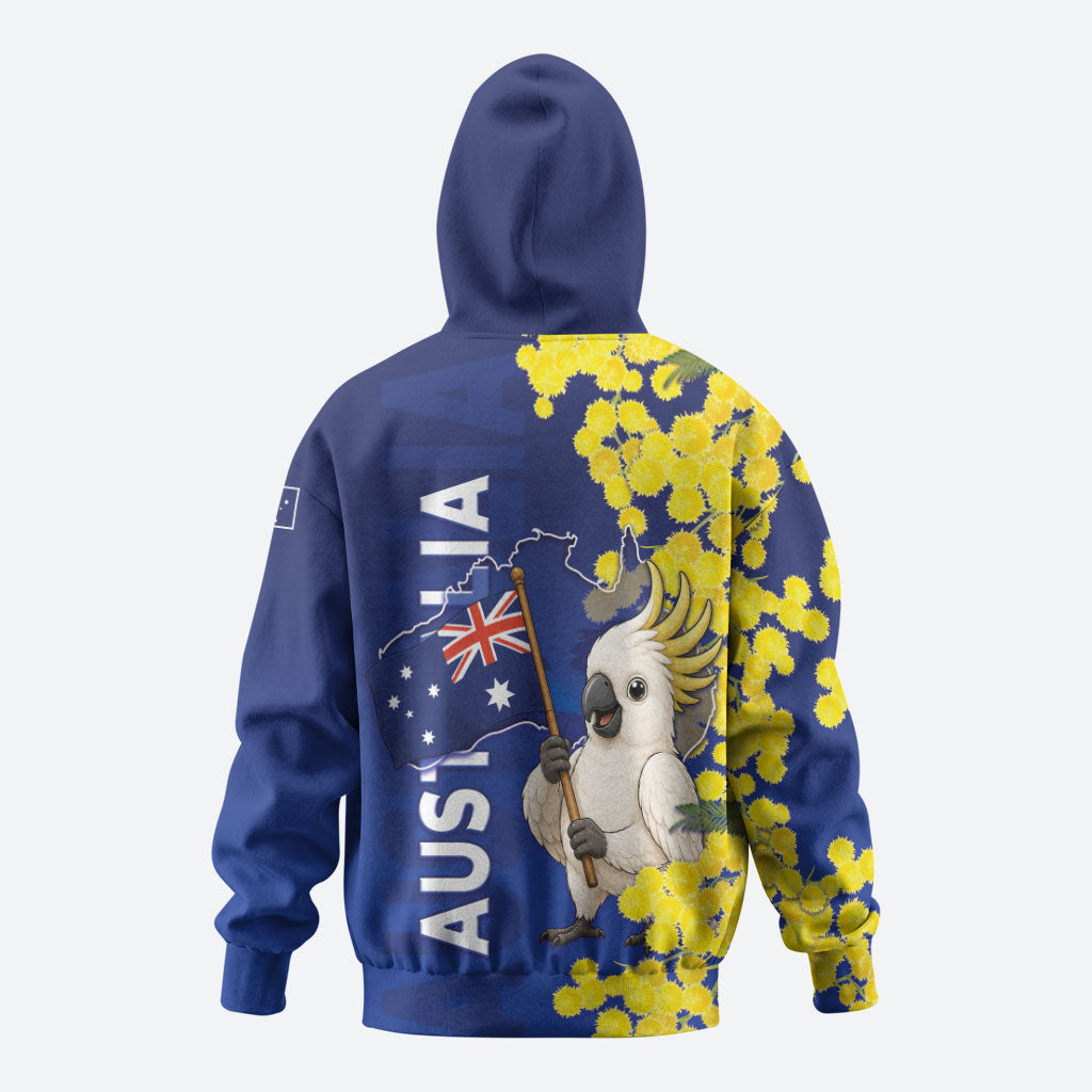 Australia Cockatoo Hoodie Aussie Flag With Golden Wattle