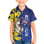 Australia Cockatoo Kid Hawaiian Shirt Aussie Flag With Golden Wattle