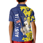 Australia Cockatoo Kid Polo Shirt Aussie Flag With Golden Wattle