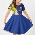 Australia Cockatoo Kid Short Sleeve Dress Aussie Flag With Golden Wattle