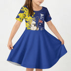 Australia Cockatoo Kid Short Sleeve Dress Aussie Flag With Golden Wattle