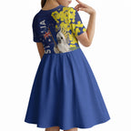 Australia Cockatoo Kid Short Sleeve Dress Aussie Flag With Golden Wattle