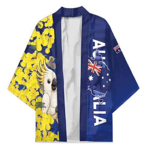 Australia Cockatoo Kimono Aussie Flag With Golden Wattle