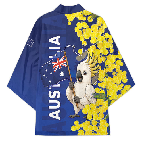 Australia Cockatoo Kimono Aussie Flag With Golden Wattle