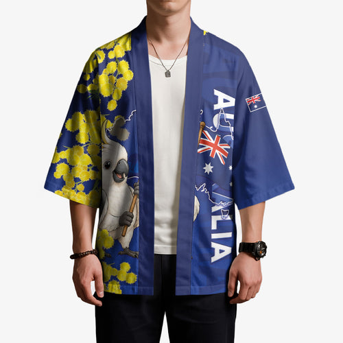 Australia Cockatoo Kimono Aussie Flag With Golden Wattle