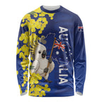 Australia Cockatoo Long Sleeve Shirt Aussie Flag With Golden Wattle