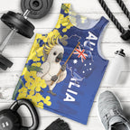 Australia Cockatoo Men Tank Top Aussie Flag With Golden Wattle