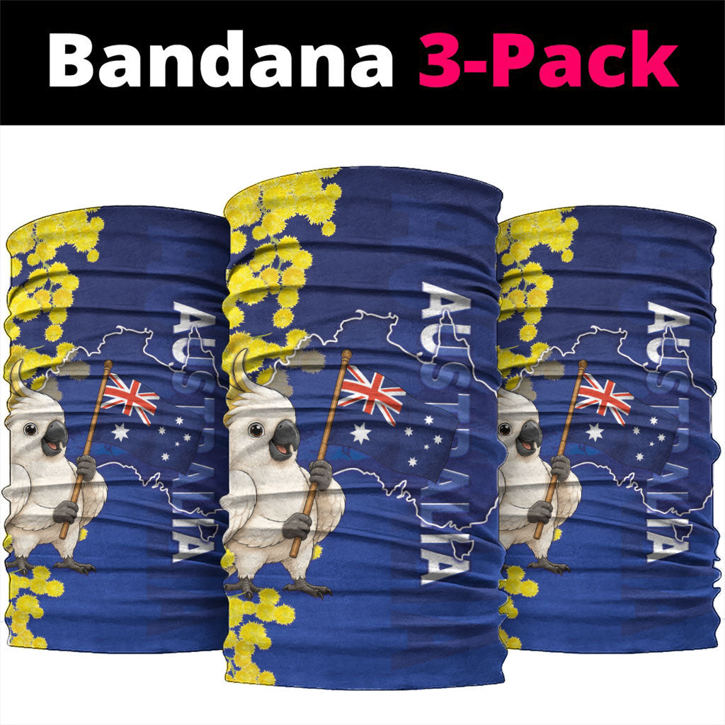 Australia Cockatoo Neck Gaiter Aussie Flag With Golden Wattle