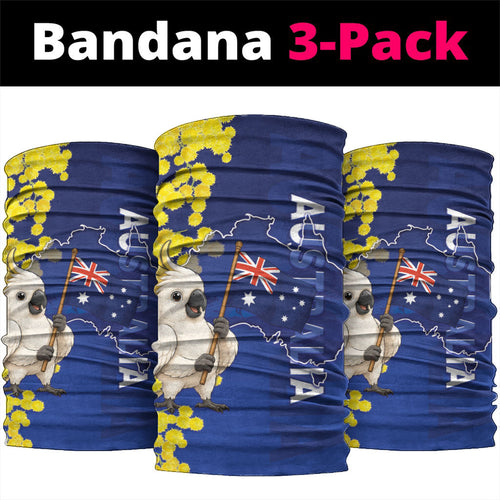 Australia Cockatoo Neck Gaiter Aussie Flag With Golden Wattle