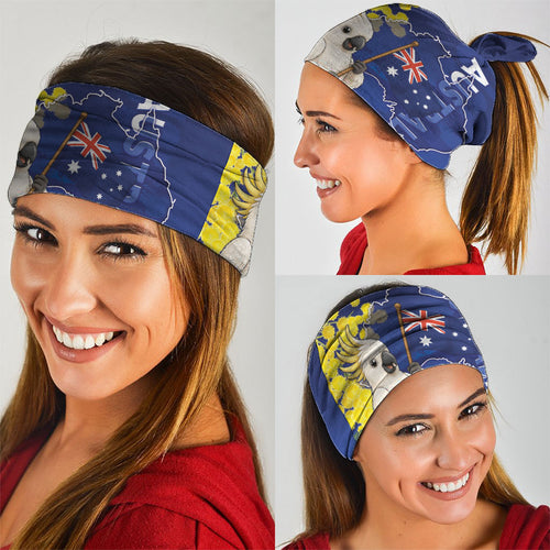 Australia Cockatoo Neck Gaiter Aussie Flag With Golden Wattle