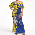 Australia Cockatoo Off Shoulder Maxi Dress Aussie Flag With Golden Wattle