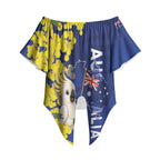 Australia Cockatoo Off Shoulder Wrap Waist Top Aussie Flag With Golden Wattle