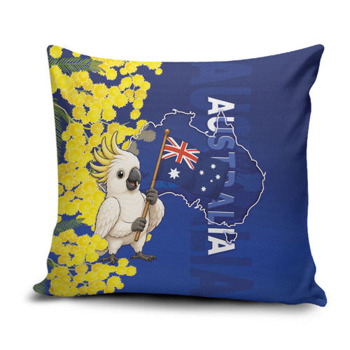 Australia Cockatoo Pillow Cover Aussie Flag With Golden Wattle