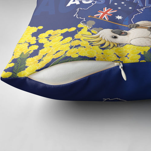 Australia Cockatoo Pillow Cover Aussie Flag With Golden Wattle