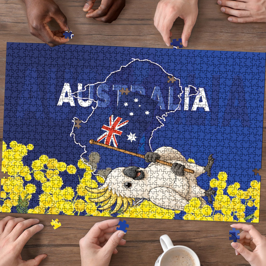 Australia Cockatoo Puzzle Aussie Flag With Golden Wattle