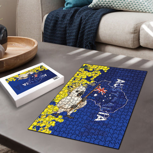 Australia Cockatoo Puzzle Aussie Flag With Golden Wattle