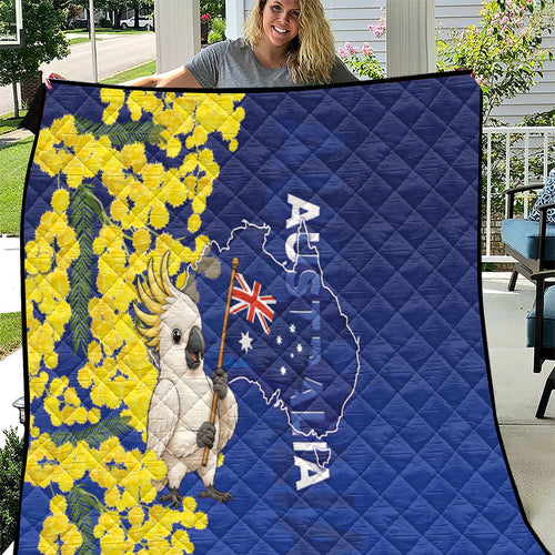 Australia Cockatoo Quilt Aussie Flag With Golden Wattle