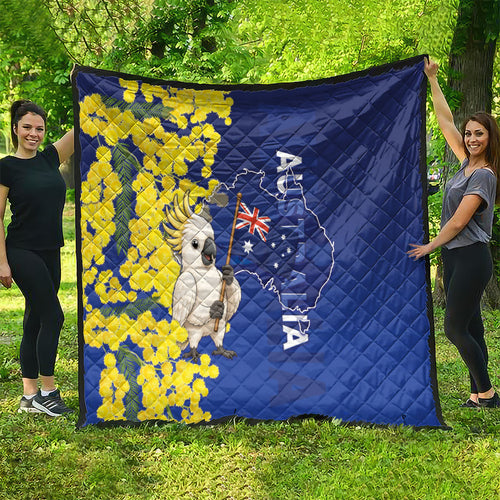 Australia Cockatoo Quilt Aussie Flag With Golden Wattle