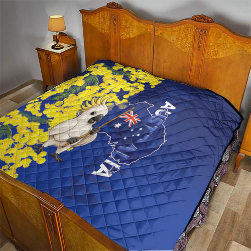 Australia Cockatoo Quilt Aussie Flag With Golden Wattle