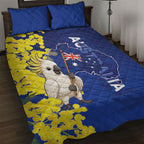 Australia Cockatoo Quilt Bed Set Aussie Flag With Golden Wattle