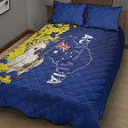 Australia Cockatoo Quilt Bed Set Aussie Flag With Golden Wattle