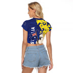 Australia Cockatoo Raglan Cropped T Shirt Aussie Flag With Golden Wattle