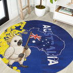 Australia Cockatoo Round Carpet Aussie Flag With Golden Wattle