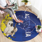 Australia Cockatoo Round Carpet Aussie Flag With Golden Wattle