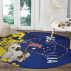 Australia Cockatoo Round Carpet Aussie Flag With Golden Wattle