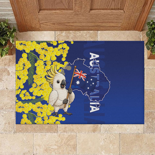Australia Cockatoo Rubber Doormat Aussie Flag With Golden Wattle