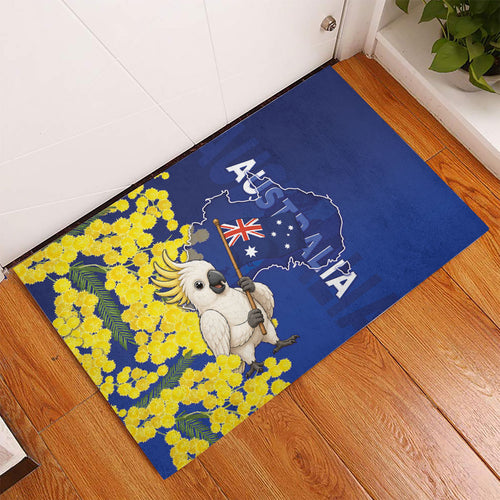 Australia Cockatoo Rubber Doormat Aussie Flag With Golden Wattle