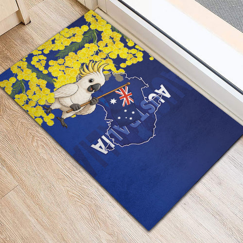 Australia Cockatoo Rubber Doormat Aussie Flag With Golden Wattle