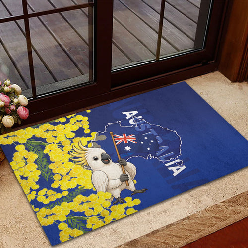 Australia Cockatoo Rubber Doormat Aussie Flag With Golden Wattle