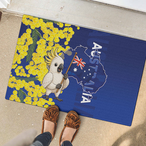 Australia Cockatoo Rubber Doormat Aussie Flag With Golden Wattle