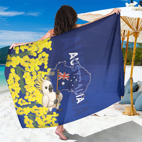 Australia Cockatoo Sarong Aussie Flag With Golden Wattle