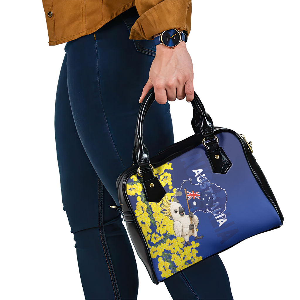 Australia Cockatoo Shoulder Handbag Aussie Flag With Golden Wattle