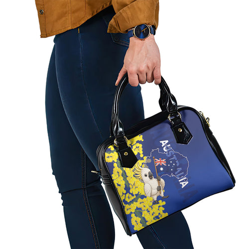 Australia Cockatoo Shoulder Handbag Aussie Flag With Golden Wattle