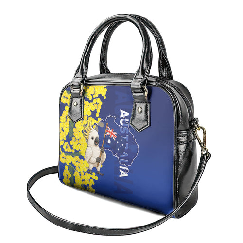 Australia Cockatoo Shoulder Handbag Aussie Flag With Golden Wattle