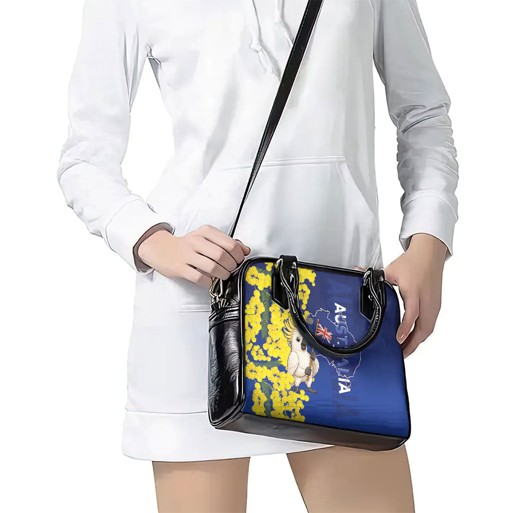 Australia Cockatoo Shoulder Handbag Aussie Flag With Golden Wattle