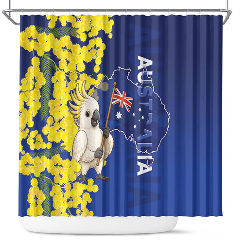 Australia Cockatoo Shower Curtain Aussie Flag With Golden Wattle