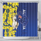 Australia Cockatoo Shower Curtain Aussie Flag With Golden Wattle