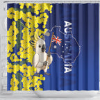 Australia Cockatoo Shower Curtain Aussie Flag With Golden Wattle
