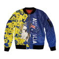 Australia Cockatoo Sleeve Zip Bomber Jacket Aussie Flag With Golden Wattle
