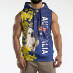 Australia Cockatoo Sleeveless Hoodie Aussie Flag With Golden Wattle