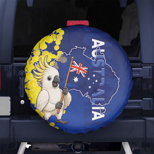 Australia Cockatoo Spare Tire Cover Aussie Flag With Golden Wattle