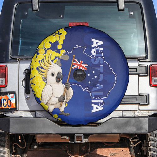 Australia Cockatoo Spare Tire Cover Aussie Flag With Golden Wattle